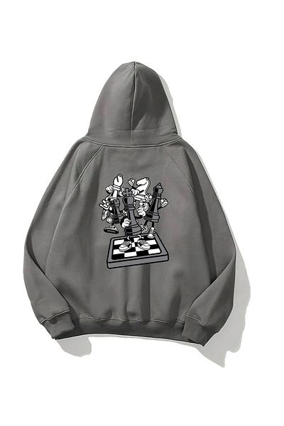The Champ Clothing Think Printed Smoked Unisex Oversize φούτερ με κουκούλα