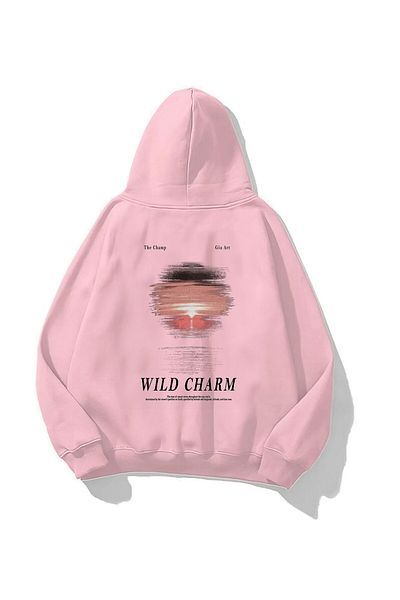 The Champ Clothing Φούτερ με κουκούλα Fleece Wild Charm με στάμπα ροζ Unisex με κουκούλα