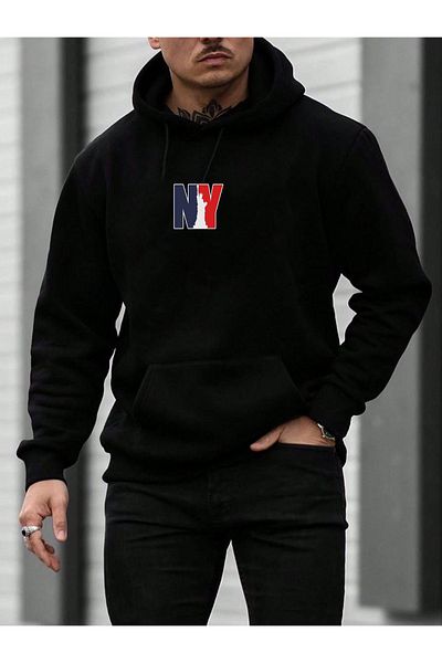 DEEPSENCE Unisex oversize černá mikina s kapucí Nyw Design s potiskem