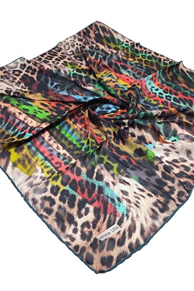 İpekel Leopar Desenli Bambu Soft Eşarp Petrol