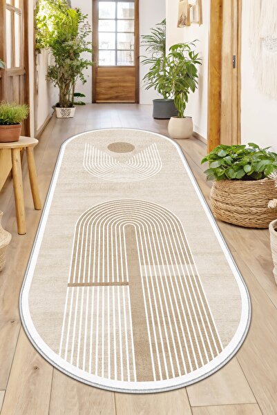 West Home Makinede yıkanabilir kaymaz taban leke tutmaz oval bohem mutfak halısı salon halısı ve yolluk