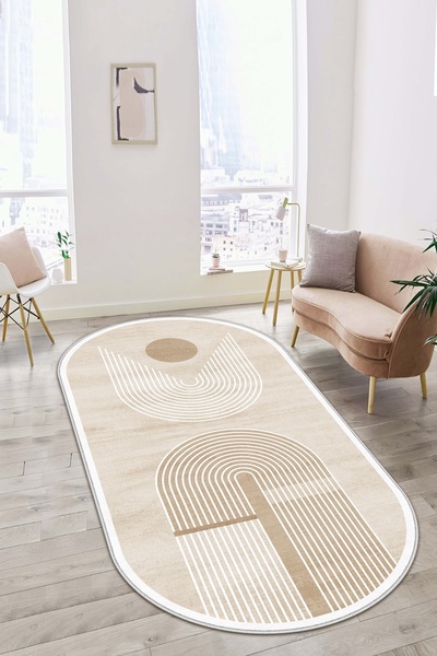 West Home Makinede yıkanabilir kaymaz taban leke tutmaz oval bohem mutfak halısı salon halısı ve yolluk