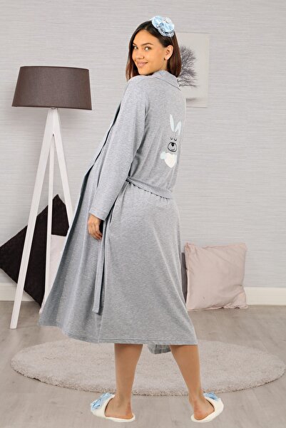 lohusahamile Cămașă de noapte de maternitate cu model iepure albastru cu halat