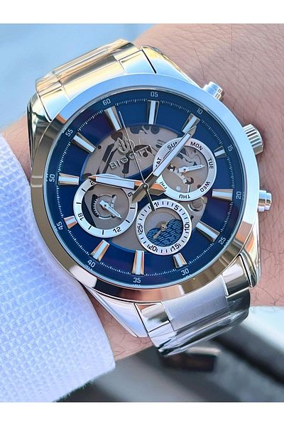 Bigotti 5 Atm Waterproof Men's Wristwatch - Case & Cord Steel, Interior Functions Active Ebg.10561.3