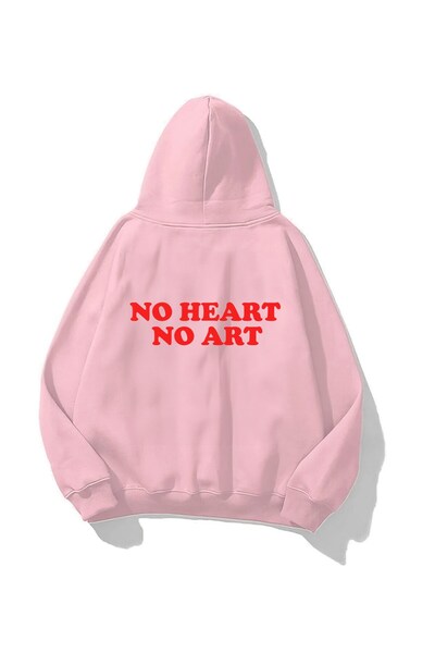 GIA - ART Sa kapuljačom Inside P Flis Bez srca, bez umetnosti B Štampano Ruži...