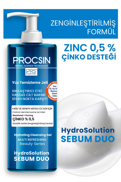 PROCSIN Hydrosolution Akne Karşıtı Yağ Dengeleyici Yüz Temizleme Jeli 400 ML