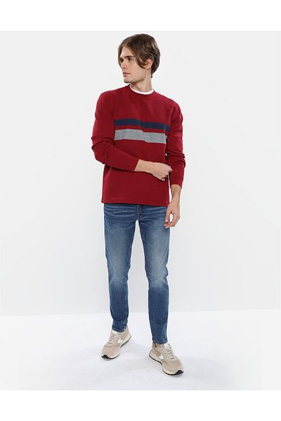 AMERICAN EAGLE Ae U-2171-3077 Model Long-Sleeve Striped Thermal T-Shirt