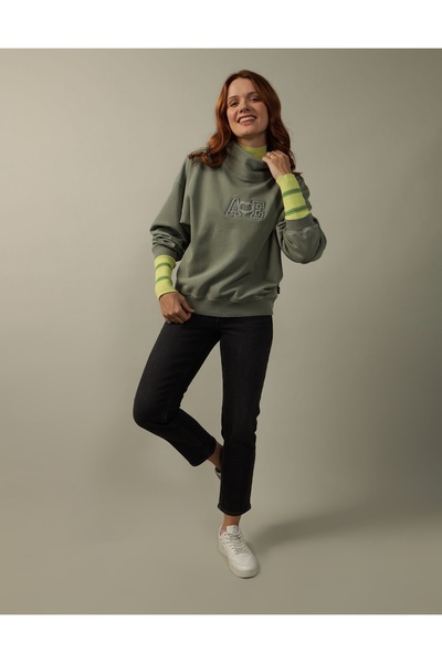 AMERICAN EAGLE AE Mock Neck Logo Sweatshirt U-1455-2089
