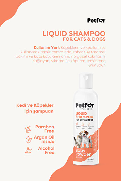 Petfor Kedi ve Köpekler için Bebek Pudralı Şampuan 250 ML