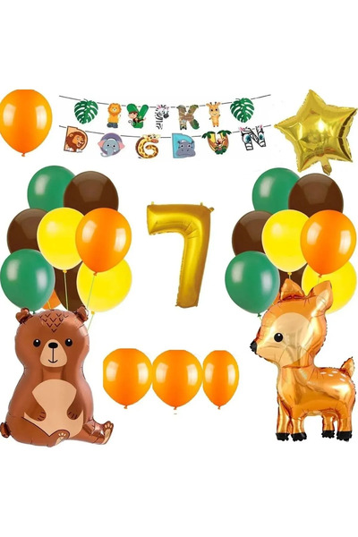 Bkmc ORCHĂNĂ ANIMALI CONCEPT TEMATICA SAFARI 7 ANI SET DE ORNAMENT DE PETRECE...