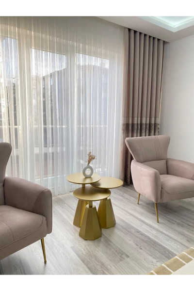 Gold Design PERA model GOLD renk üçlü takım yan sehpa zigon