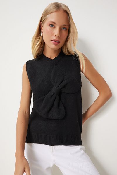 Happiness İstanbul Black Knitwear Sweater - Bow Detail, Women'S, Pf00083