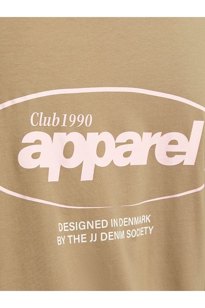 Jack & Jones Jjebradley Beige Graphic T-Shirt - O-Neck, Ss Model, Noos