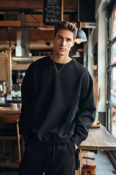 Trendyol Collection Μαύρο φούτερ μεγάλου μεγέθους - Χοντρό TMNAW25AO00051
