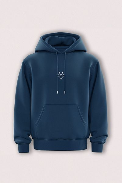 Trendyol Collection Indigó kapucnis polár, farkas hímzett pulóver - normál szabású TMNAW24sw00018