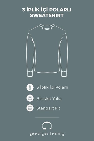 George Henry 3-fädiges Herren-Sweatshirt aus Baumwolle mit normaler Passform und Rundhalsausschnitt in Marineblau