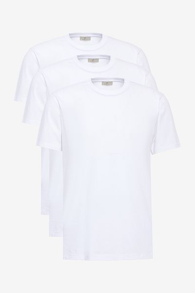 George Henry Unisex Πακέτο με 3 100% βαμβακερά λευκά μπλουζάκια με λεπτή εφαρμογή με λαιμόκοψη