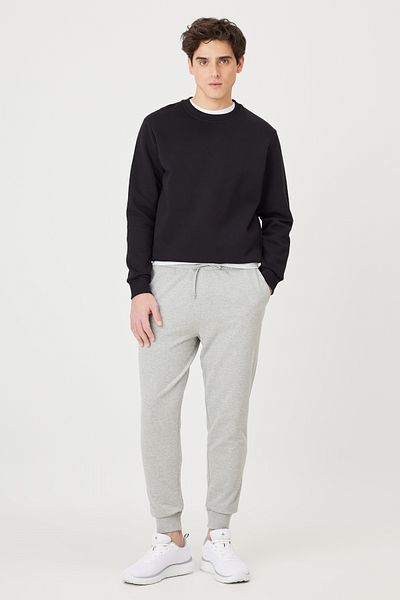 George Henry Bequeme Baumwoll-Jogginghose mit Standard-Passform und normaler Passform, Herren-Jogginghose aus grauem Melange mit 2-Faden-Taschen