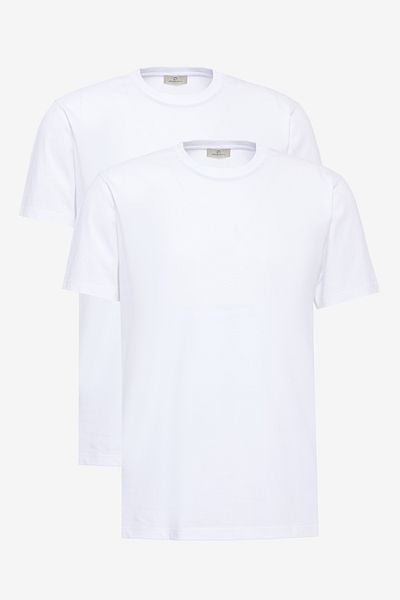 George Henry Unisex Πακέτο 2 100% βαμβακερών λευκών μπλουζών με λεπτή εφαρμογή με λαιμόκοψη