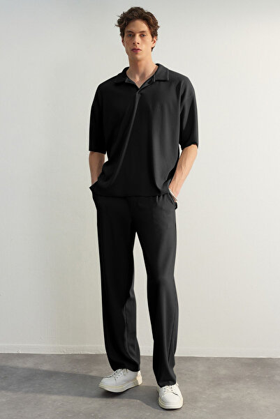 Trendyol Collection Περιορισμένης έκδοσης Μαύρο ίσιο υφή Κρυφό κορδόνι Ολόσωμο Φούτερ TMNSS23EA00013