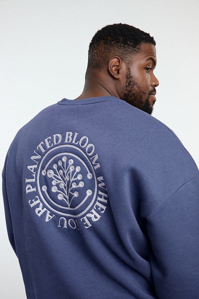 Trendyol Collection Φούτερ Indigo Κεντητό Oversize - Με Fleece, Plus Size TMNAW25AO00009