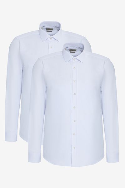 George Henry Πακέτο με 2 βαμβακερά πουκάμισα Dobby Oxford Slim Fit με κλασικό γιακά