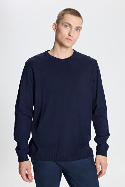George Henry Ανδρικό πλεκτό πουλόβερ με κανονική εφαρμογή Crew Neck Navy Blue