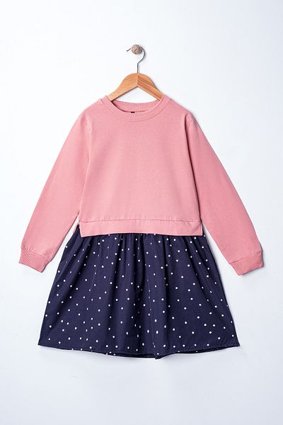 TRENDYOLKIDS Dusty Rose Παιδικό Μίντι ίσιο υφαντό φόρεμα για κορίτσια TKDAW25EL00032