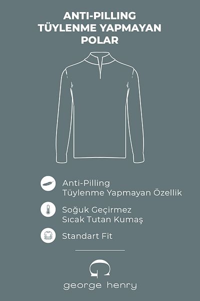 George Henry Khakifarbenes Standard-Fit-Sweatshirt für Herren – Anti-Pilling, hohe Kältebeständigkeit, Bato-Kragen-Fleece