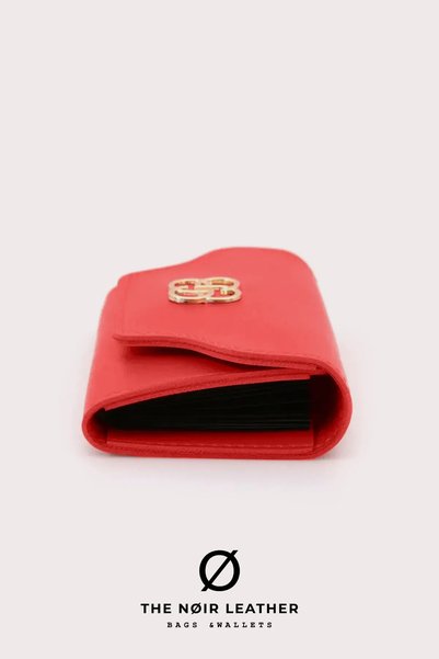 The Noir Leather Eliya Red Accordion Card Holder