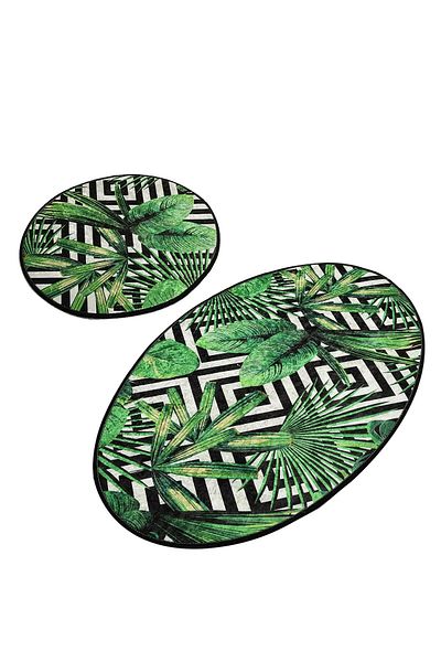 Chilai Home Πλενόμενο αντιολισθητικό Djtbathroom Bath Mat Tropic Σετ 2 τεμαχίων