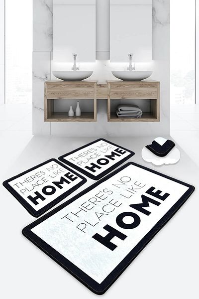 Chilai Home Like Home Σετ 3: Χαλί μπάνιου για πλύσιμο, αντιολισθητική βάση και Djtbanyo