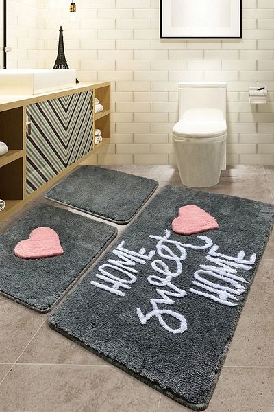 Chilai Home Home Sweet Home Set de 3 afumat - 60x100 Cm 50x60 Cm 40x60 Cm Set de toalete din acril