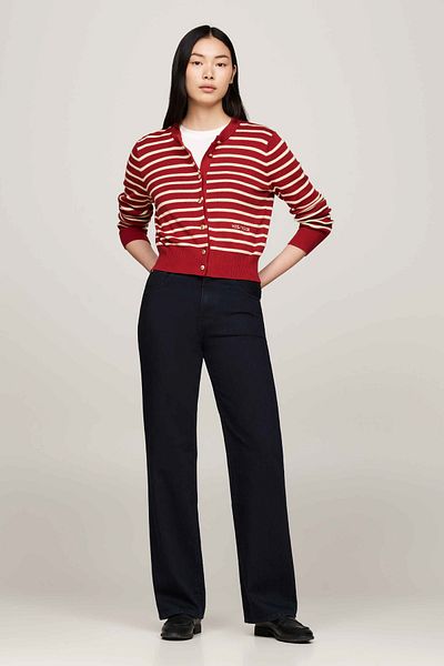 Tommy Hilfiger Pantaloni de damă negri standard cu talie înaltă, cu picioare drepte, din denim, RELAXED BOOTCUT HW DEB