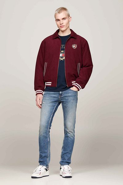 Tommy Jeans Férfi bordó kabát - DM0DM19626VLP Crest Cord Letterman