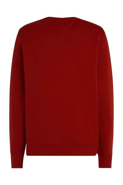 Tommy Hilfiger Férfi piros pamut pulóver - nyakú, hosszú ujjú, normál szabású MW0MW35541-XNN