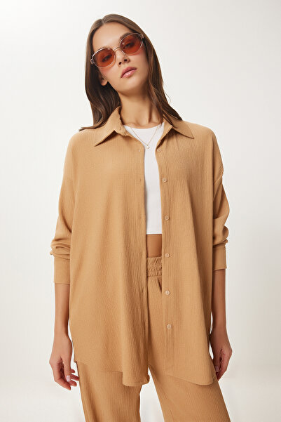 Happiness İstanbul Bequemes Strick-Hemd-Hosen-Set für Damen in Keksform KH00090