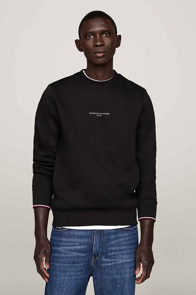 Tommy Hilfiger Pánská pohodlná černá mikina s dlouhým rukávem – Mw0Mw33639-Bds