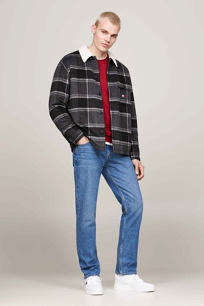 Tommy Hilfiger Herren TJM CHECK SHERPA OVERSHIRT EXT Mantel – Schwarz