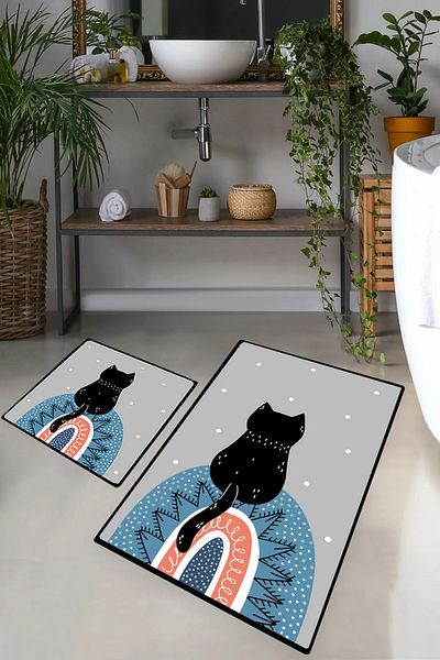 Chilai Home 2-Piece Waıten Bathroom Set: Carpet and Mat
