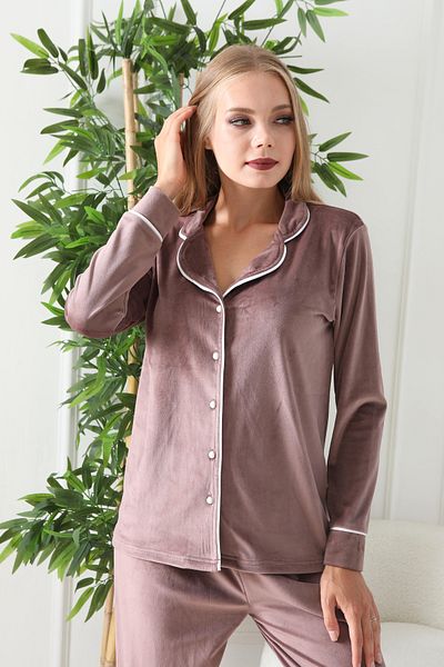 Trendyol Collection Mink Piping részletes bársony kötött pizsama szett THMAW25PT00237
