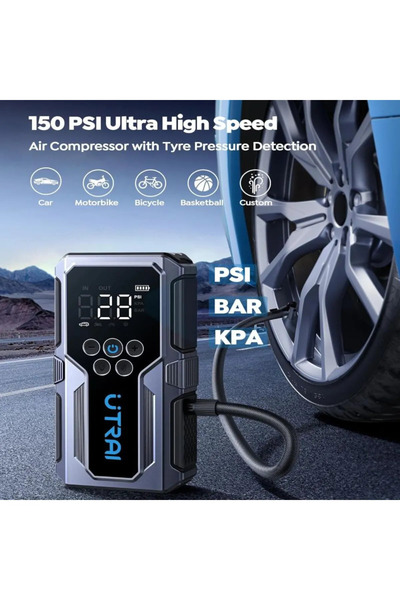 UTRAI JS9 Jstar 15000 mAh 1500A Jump Starter Akü Takviye + Lastik Pompası Powerbank Çanta