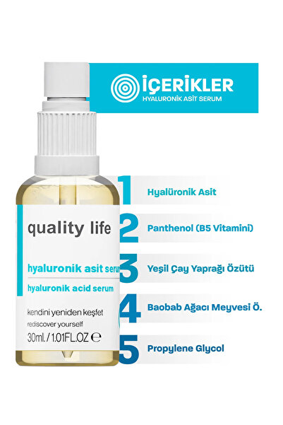 Quality Life Hyaluronik Asit Cilt Serumu Yaşlanma Ve Kırışıklık Karşıtı Nemlendirici Yenileyici Cilt Serumu