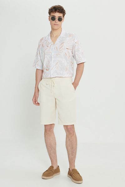 ALTINYILDIZ CLASSICS Βαμβακερό σορτς Comfort Fit Relaxed Cut με μοτίβο κηρήθρας με πλαϊνές τσέπες