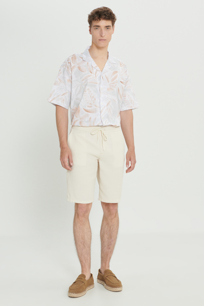 ALTINYILDIZ CLASSICS Βαμβακερό σορτς Comfort Fit Relaxed Cut με μοτίβο κηρήθρας με πλαϊνές τσέπες