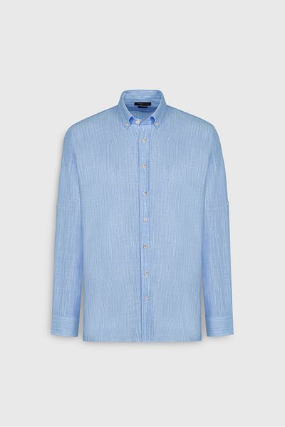 ALTINYILDIZ CLASSICS Comfort Fit Relaxed Fit Button-Down Collar Cotton Summer Shirt