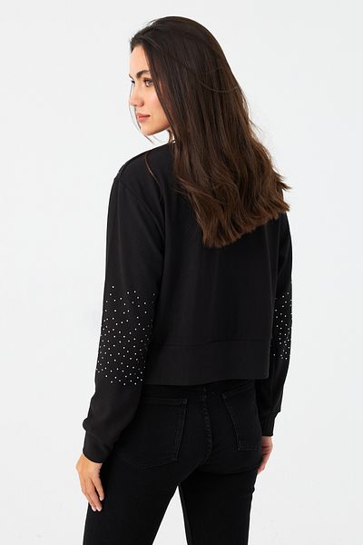 Cool & Sexy Black Stone Detailed Dámská bunda Rlo81
