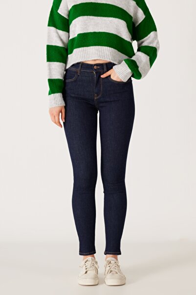 WRANGLER Yüksek Bel Süper Dar Paça Skinny Fit Mavi Kadın Denim Pantolon W27H0...