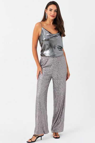 Cool & Sexy Women's Gray Sequined Trousers - Shr8
