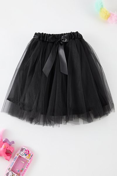 TRENDYOLKIDS Black Girl's Regular/Normal Fit Ribbon Tutu Woven Skirt Tkdaw25Et00004